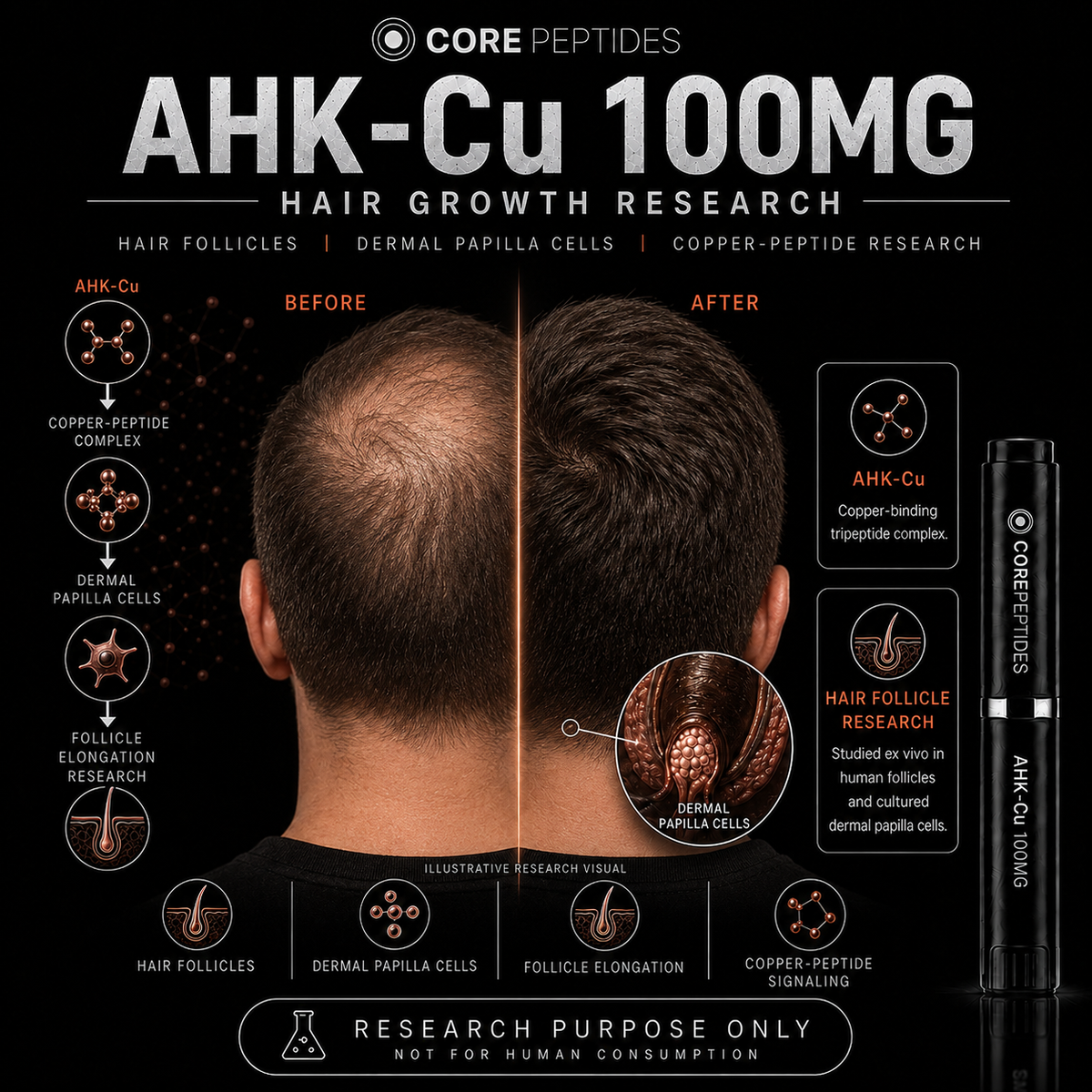Core Peptides AHK-Cu 100mg hair-follicle research artwork